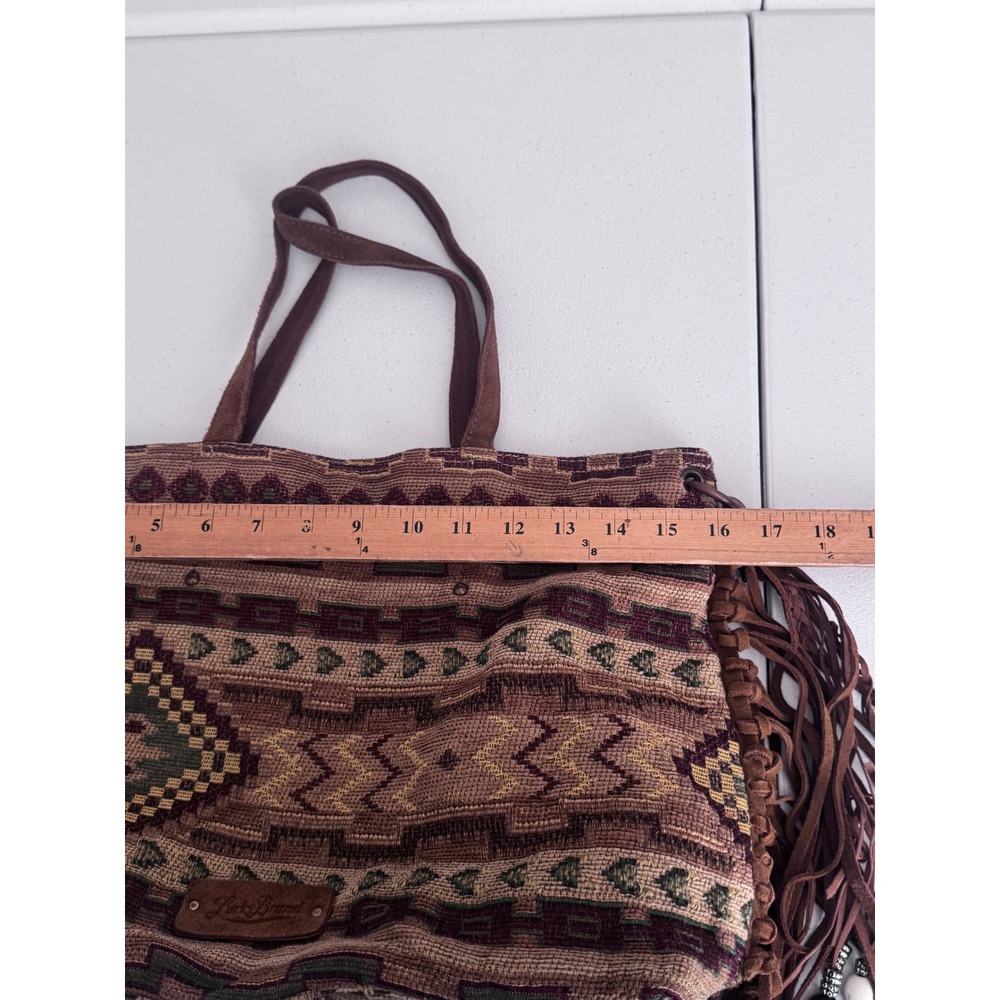 Lucky Brand Southwestern Tapestry Fringe Tote Bag Boho Western Carpet Bag jj - Picture 5 of 8